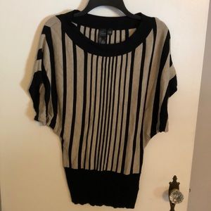 Guess Black & Tan Striped Stretch Top
